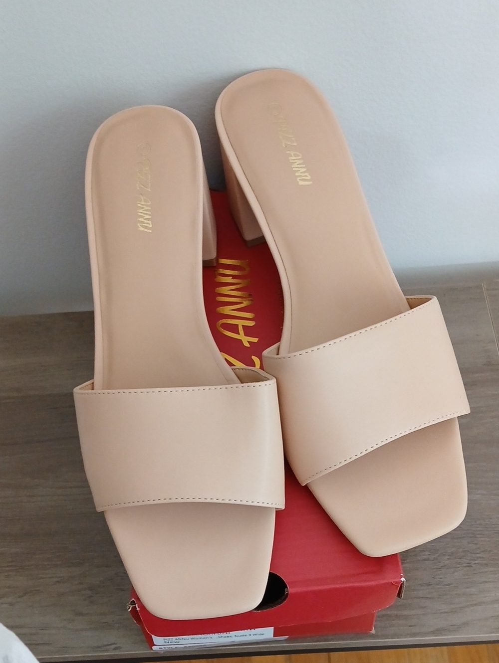 Pizz Annu Nude Block Heel Slide Sandals
